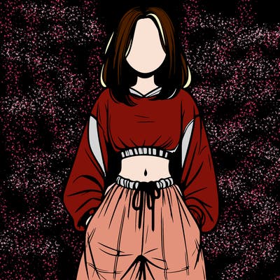 realistic girl faceless with baggy pants and a crop top