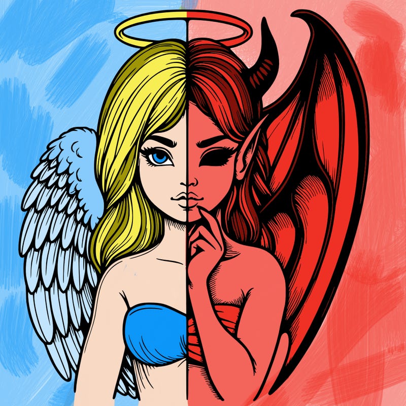 realistic angel half demon