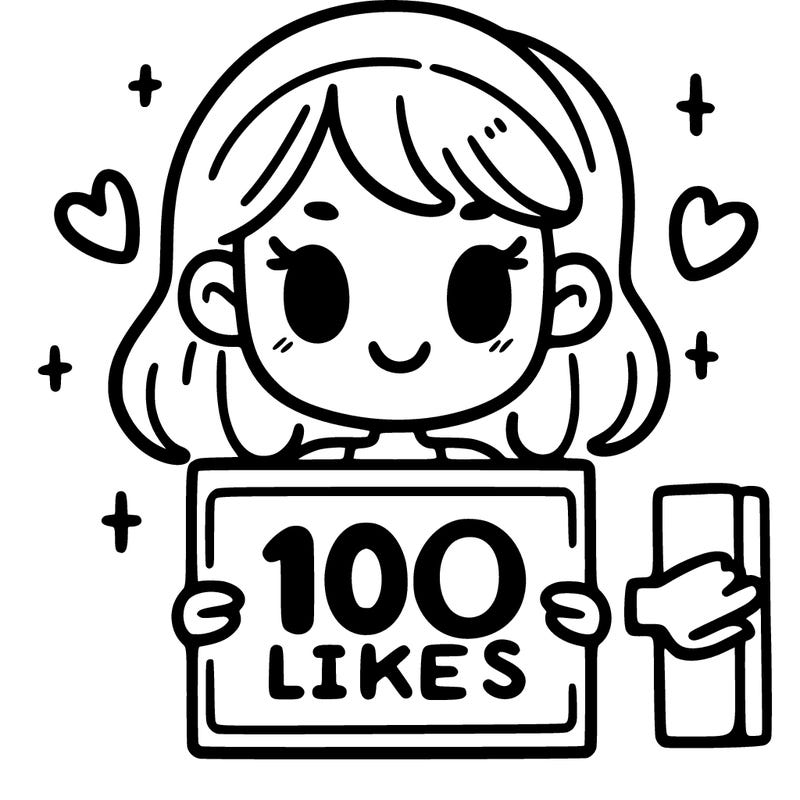 a girl holding a sign saying 100 likes