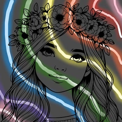realistic girl with flower crown