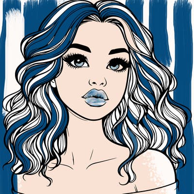realistic girl with wavy hair and lips