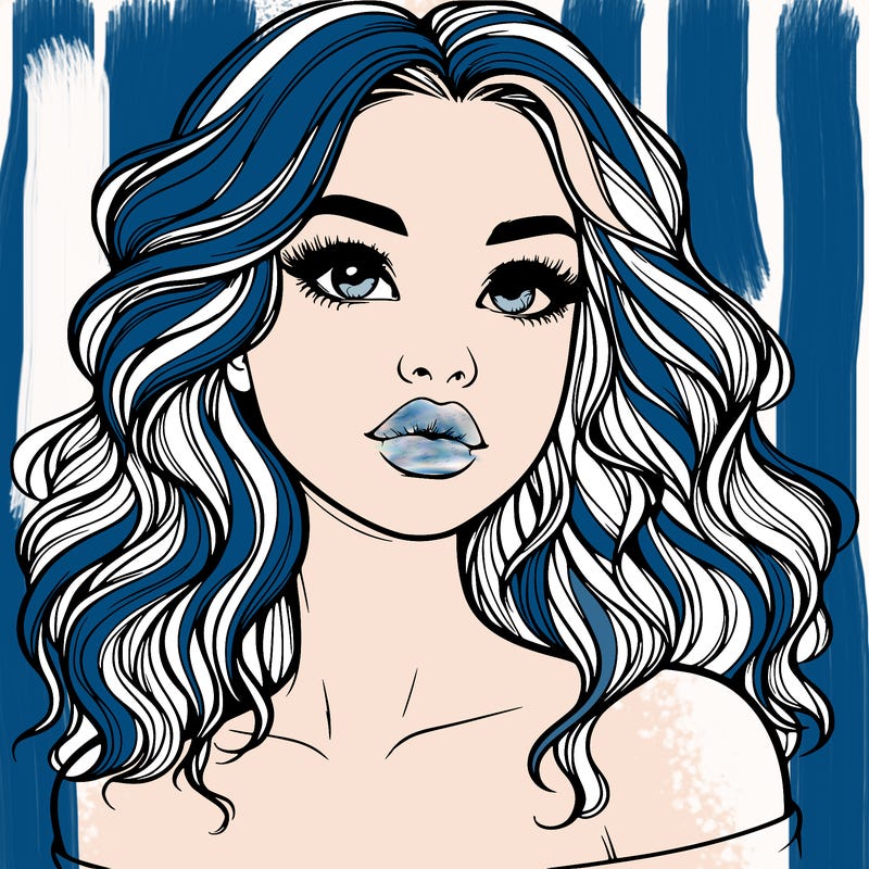 realistic girl with wavy hair and lips