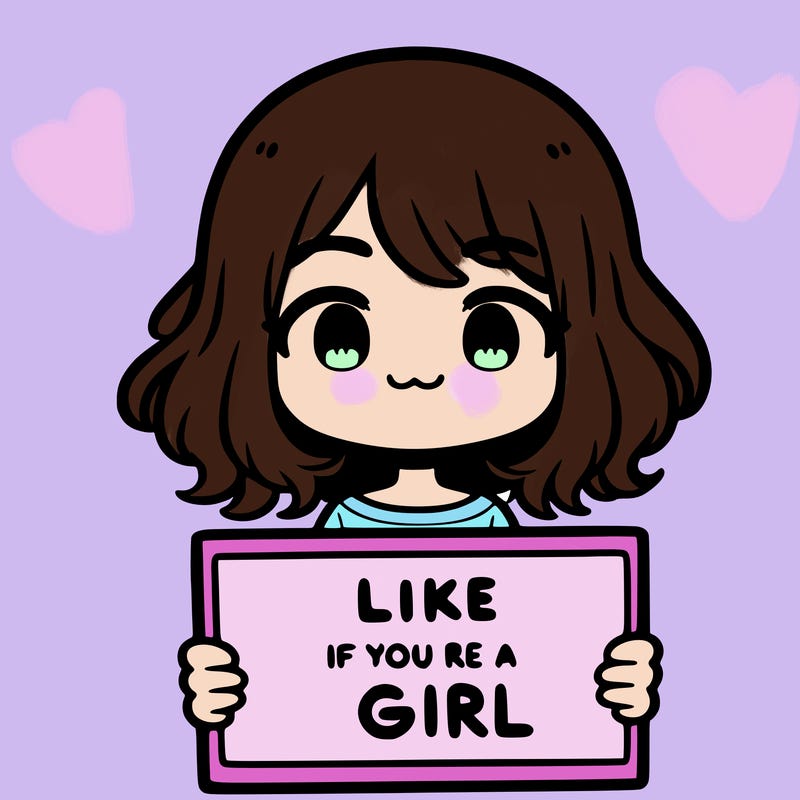 a cute girl holding a sign that says like if you’re a girl