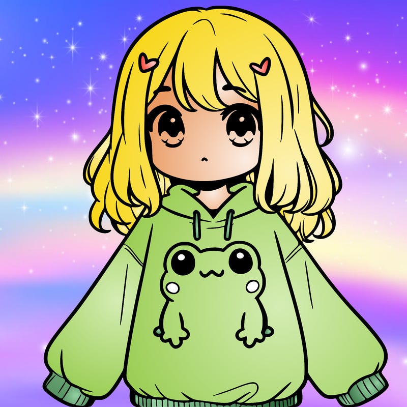 girl wearing frogging sweatshirt