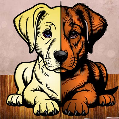 realistic dog split picture