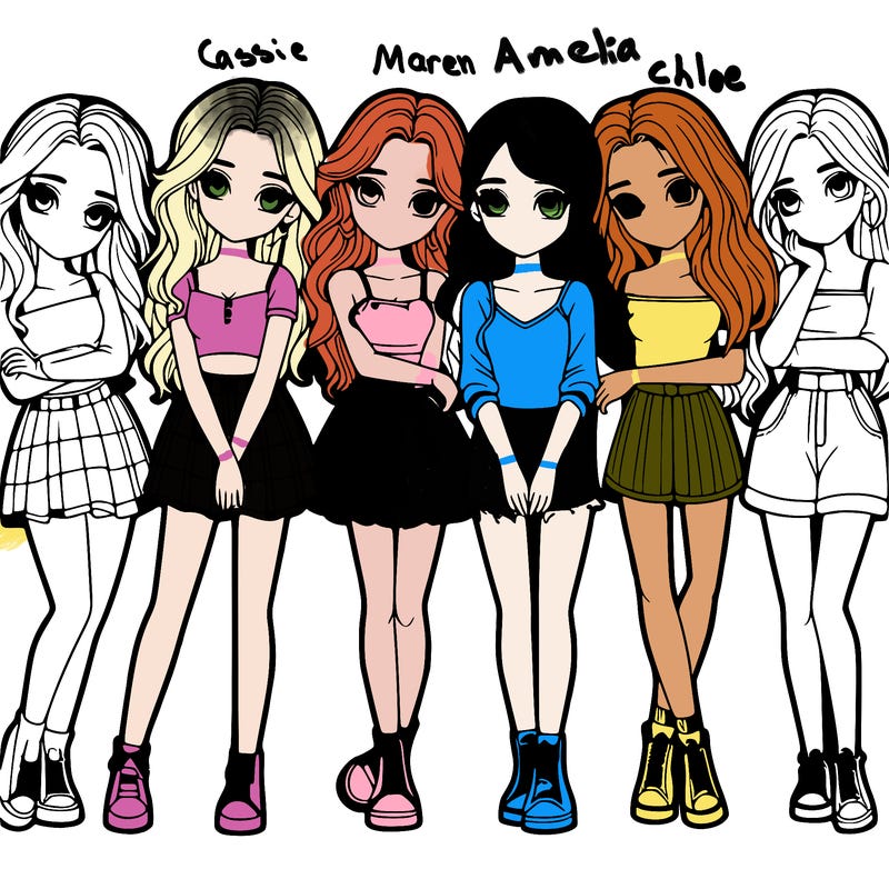 a group of girls realistic