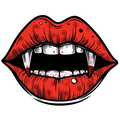 lips with vampire teeth