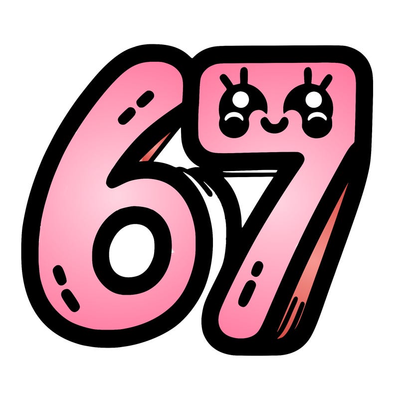 the numbers 67