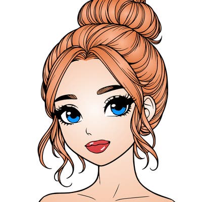 realistic pretty girl with hair in bun