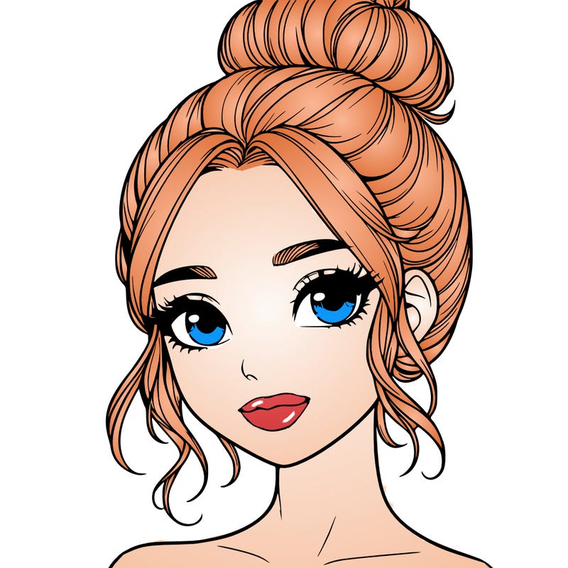 realistic pretty girl with hair in bun