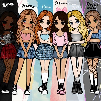 a group of girls realistic