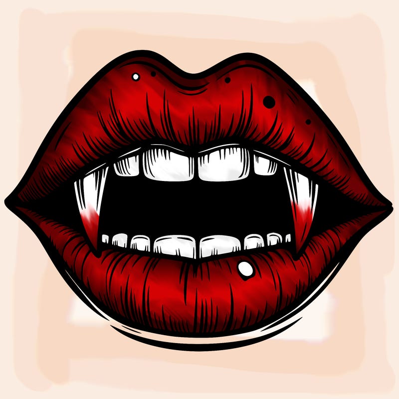 lips with vampire teeth