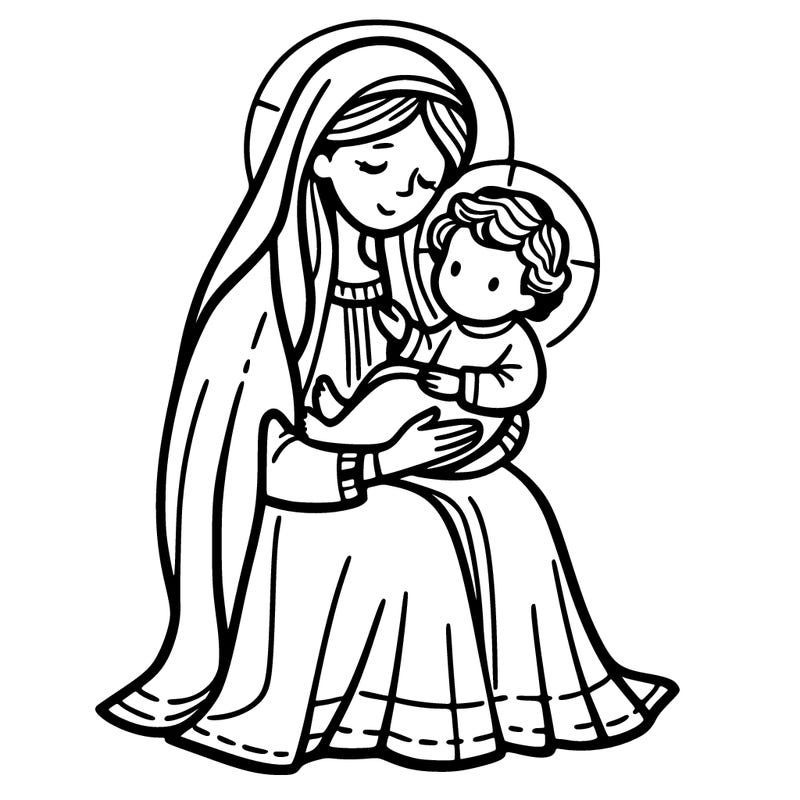 mary with baby jesus christ on his