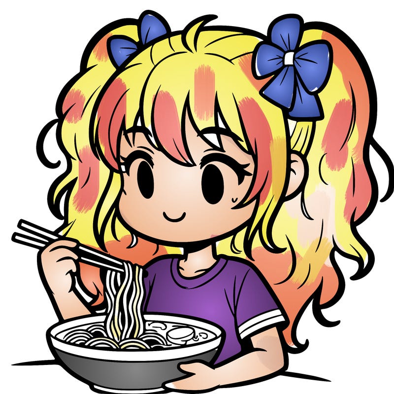 a girl eating ramen