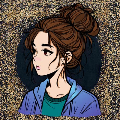 realistic teenage girl with a messy bun