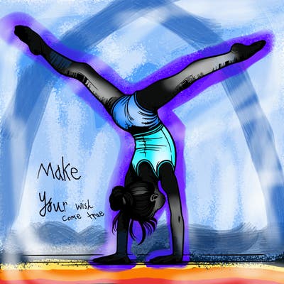 realistic gymnastic hand stand girl in four splits