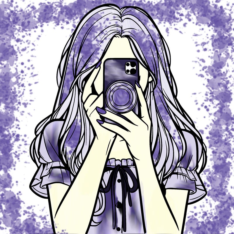 a realistic girl holding her phone taking pictures