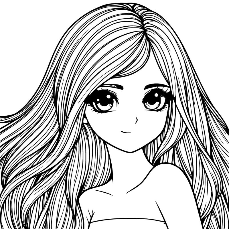 realistic girl pretty long hair