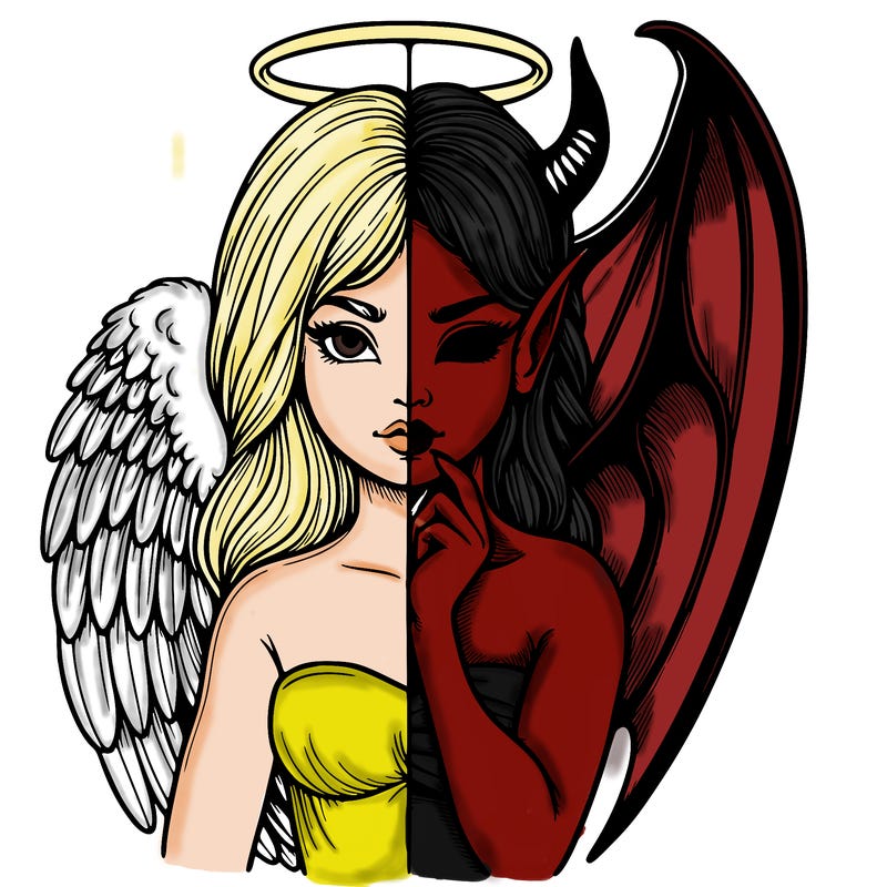 realistic angel half demon