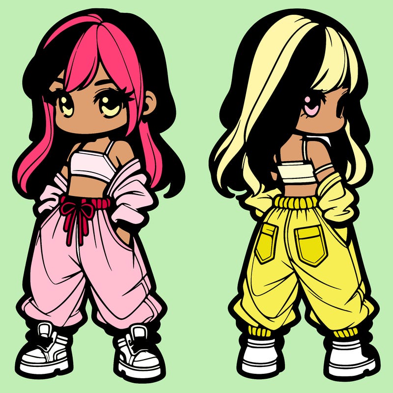 girl in crop top and baggy pants