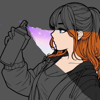 a realistic girl spray, painting
