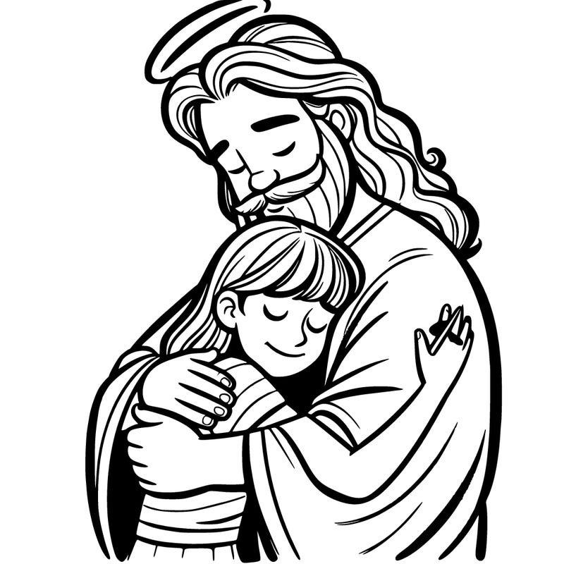 god hugging a teen girl