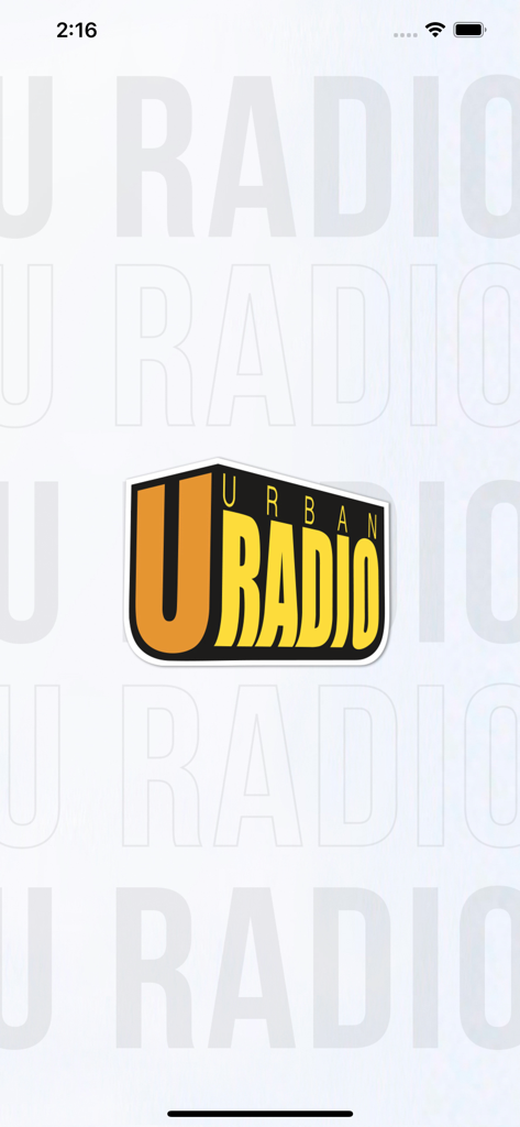 U Radio - Écran de démarrage de l'application mobile U Radio avec le logo