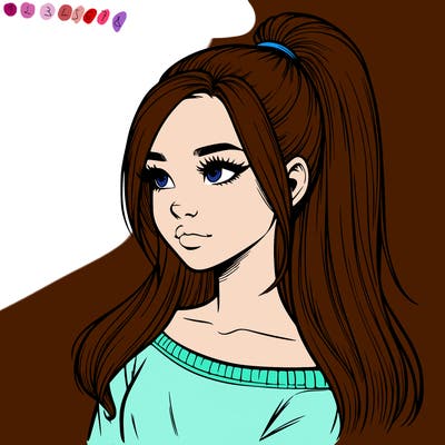 realistic girl with a high ponytail