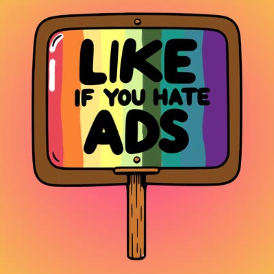 a sign that says like if you hate ads
