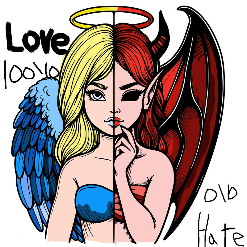 realistic angel half demon