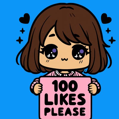 cute girl holding a sign saying 100 likes please