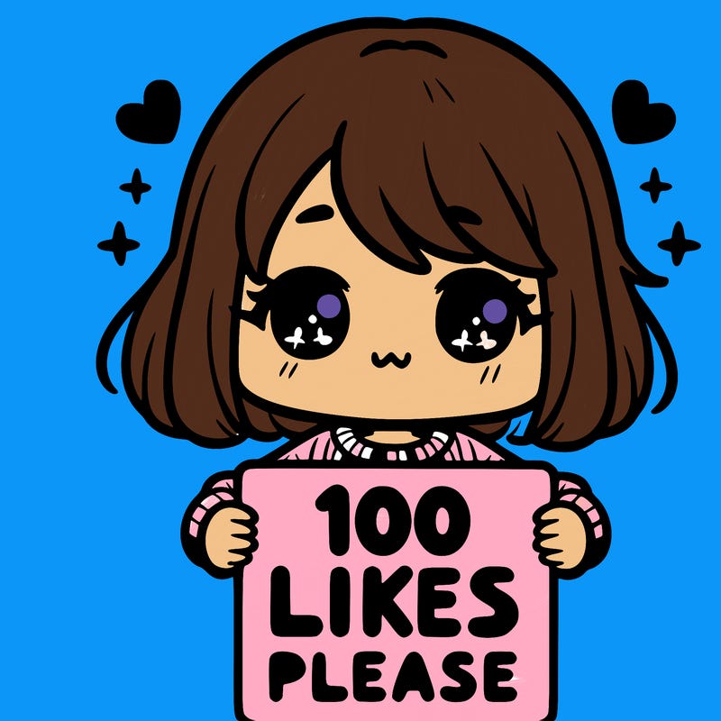 cute girl holding a sign saying 100 likes please