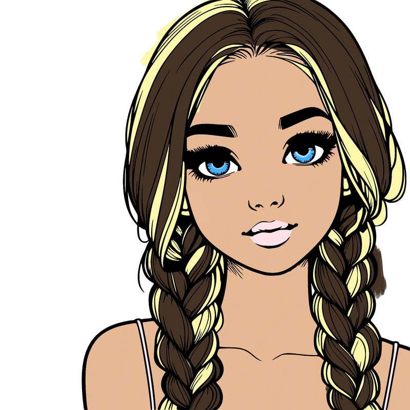 realistic girl with braids