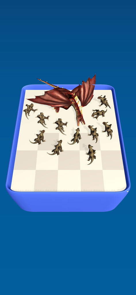 Merge Master: Cosmic Incursion - A large red dragon facing multiple small monsters on a grid battlefield in Merge Master Cosmic Incursion