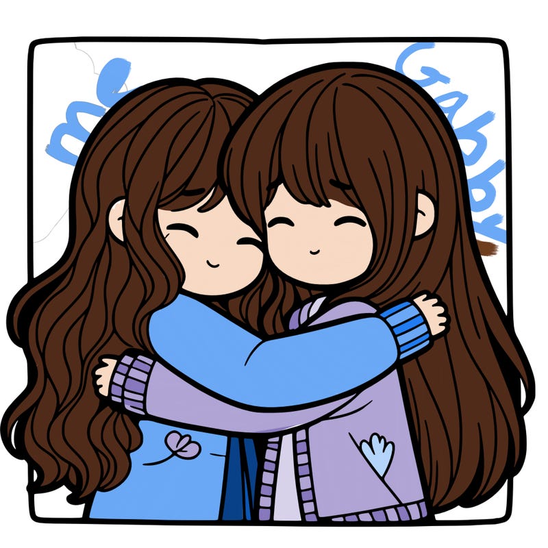 two girls hugging