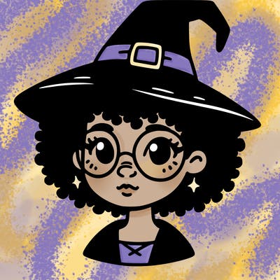 a black person who is a witch and has glasses