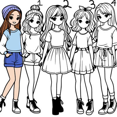 a group of five girls