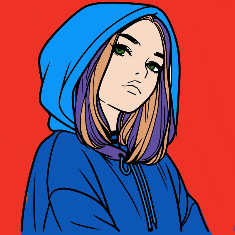 a realistic girl in a hoodie
