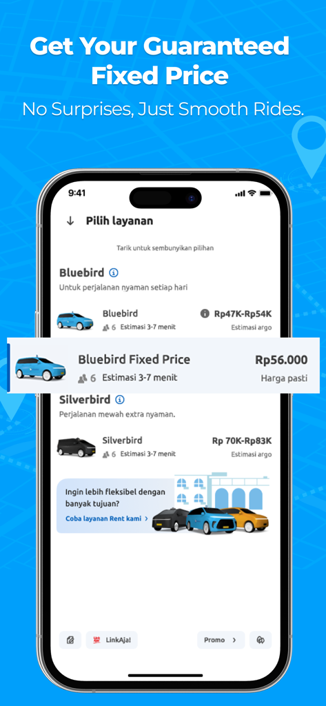 MyBluebird Taxi & Car Rental - Guaranteed fixed price taxi booking on MyBluebird app