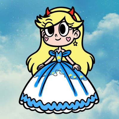 star butterfly from star vs the forces of evil in a gown