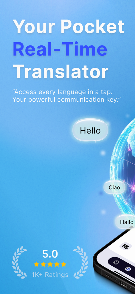 GoTranslator mobile app interface highlighting real time voice translation features for travelers