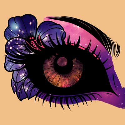 realistic eye with flower
