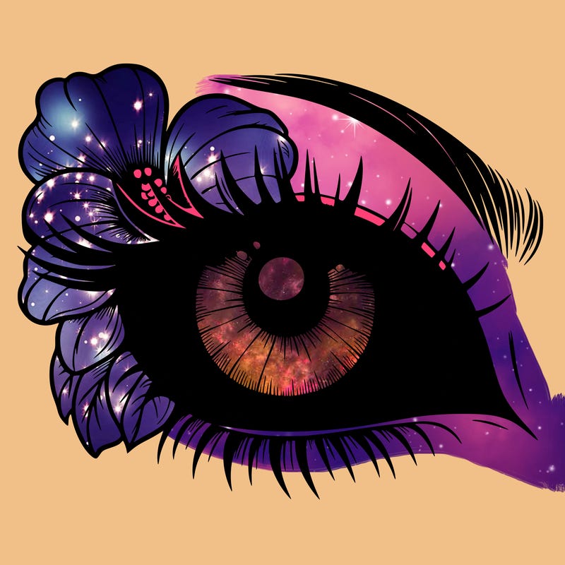 realistic eye with flower