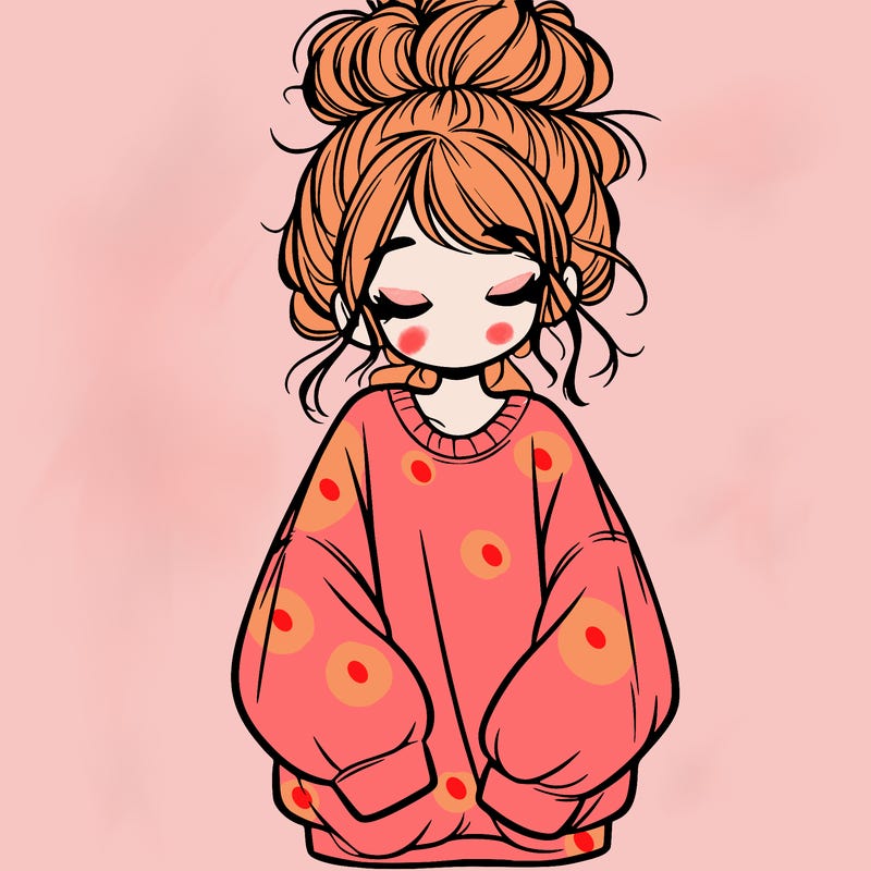 girl with baggy sweatshirt and messy bun