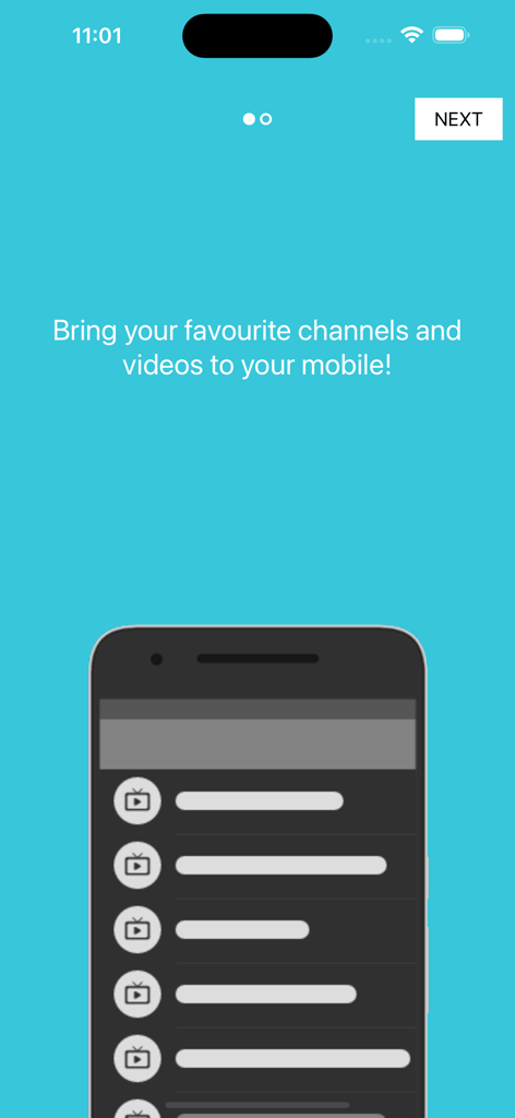 Onboarding screen of the Globecast TV Everywhere app featuring a smartphone graphic and text about bringing favorite channels to mobile.