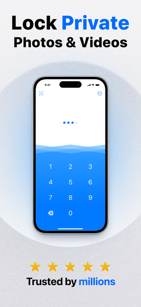 Keepsafe app showing a secure PIN code entry screen for private photos and videos