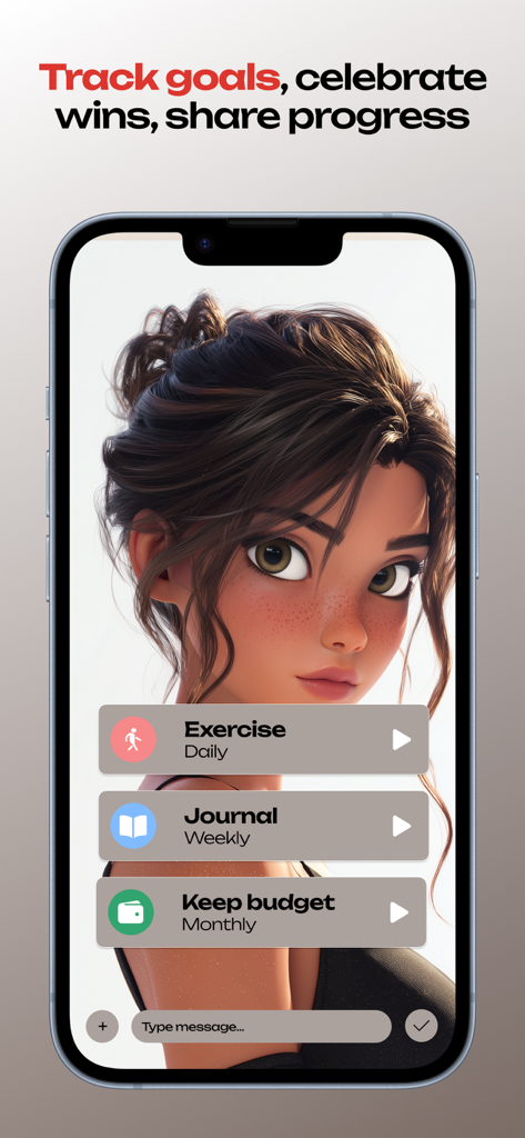 Interfaz de la aplicación de compañero IA Joii mostrando el seguimiento de hábitos diarios para ejercicio y journaling.
