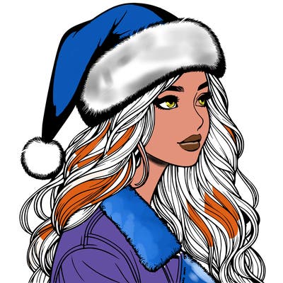realistic girl in santa hat