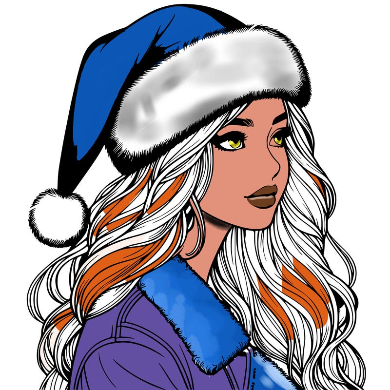 realistic girl in santa hat