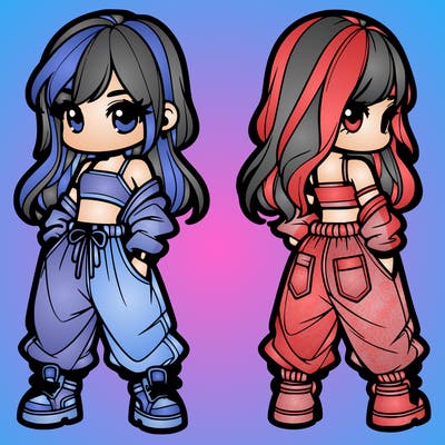 girl in crop top and baggy pants